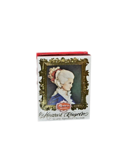 Reber Specialties Constanze Mozart Kugeln Milk Chocolate filled with Pistachio and Almonds Marzipan with Hazelnut Praline Crème 120g