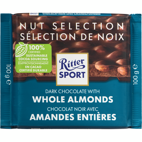 Ritter Sports Dark Whole Almonds 100g (3 pack sizes)