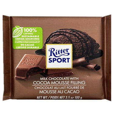 Ritter Sports Cocoa Mousse 100g bar (3 pack sizes)