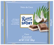 Ritter Sports Milk Chocolate With Coconut 100g bar (3 pack sizes)