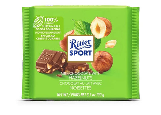 Ritter Sports Chopped Hazelnuts 100g Single Bar (3 pack sizes)