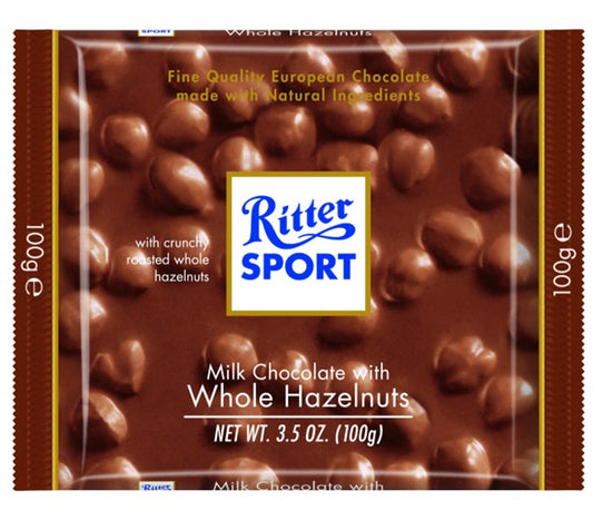 Ritter Sports Milk Whole Hazelnuts 100g (3 pack sizes)