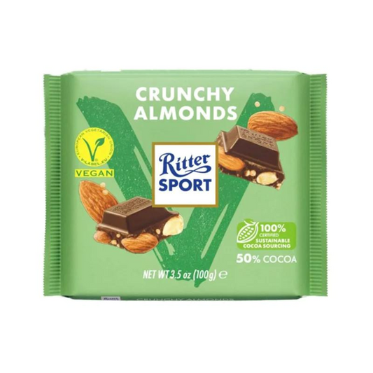 Ritter Sports Crunchy Almonds Vegan 100g (3 pack sizes)