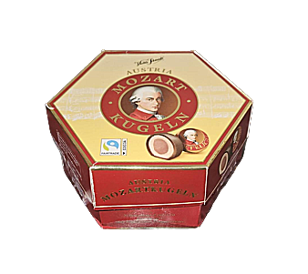 Victor Schmidt Austria Mozart Kugeln Plain Chocolates with Marzipan and Praline Crème 297g