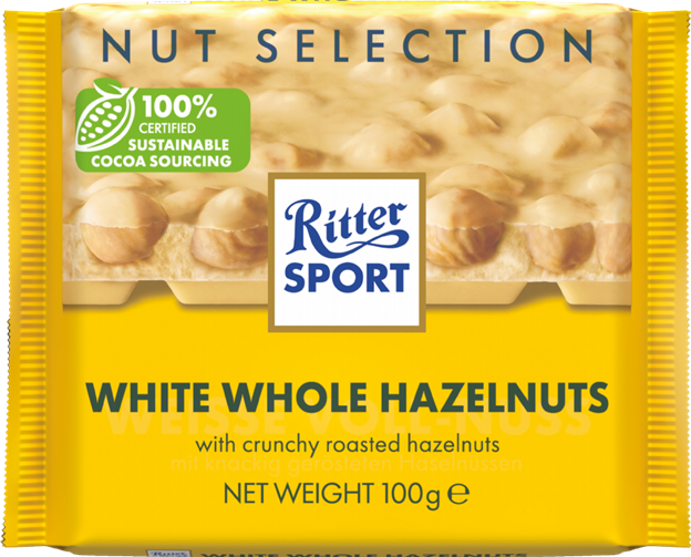 Ritter Sports White Whole Hazelnuts 100g (3 pack sizes)