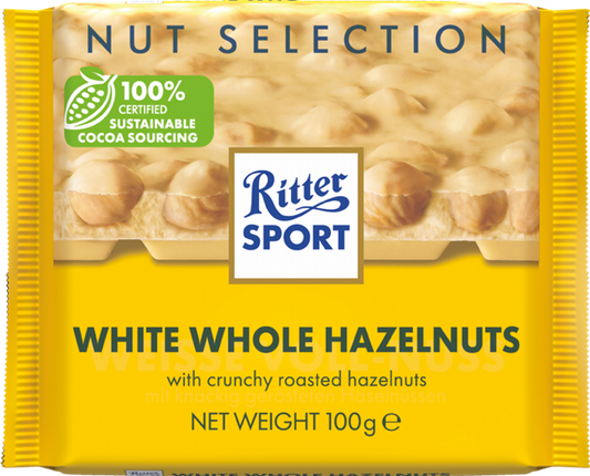 Ritter Sports White Whole Hazelnuts 100g (3 pack sizes)